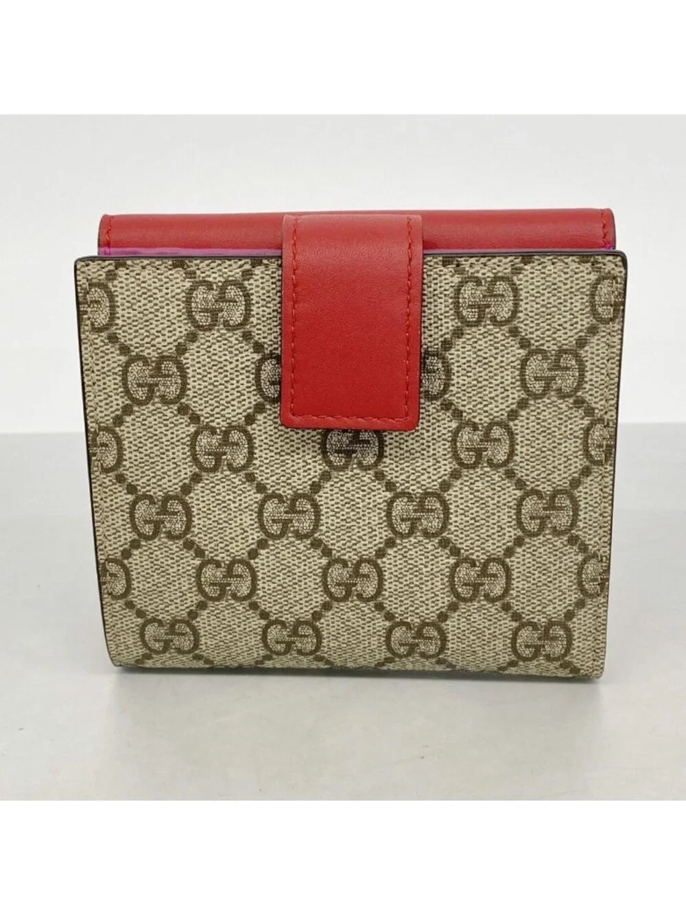 Gucci Wallet GG Supreme Leather Red Brown Gold - Picture 7 of 7